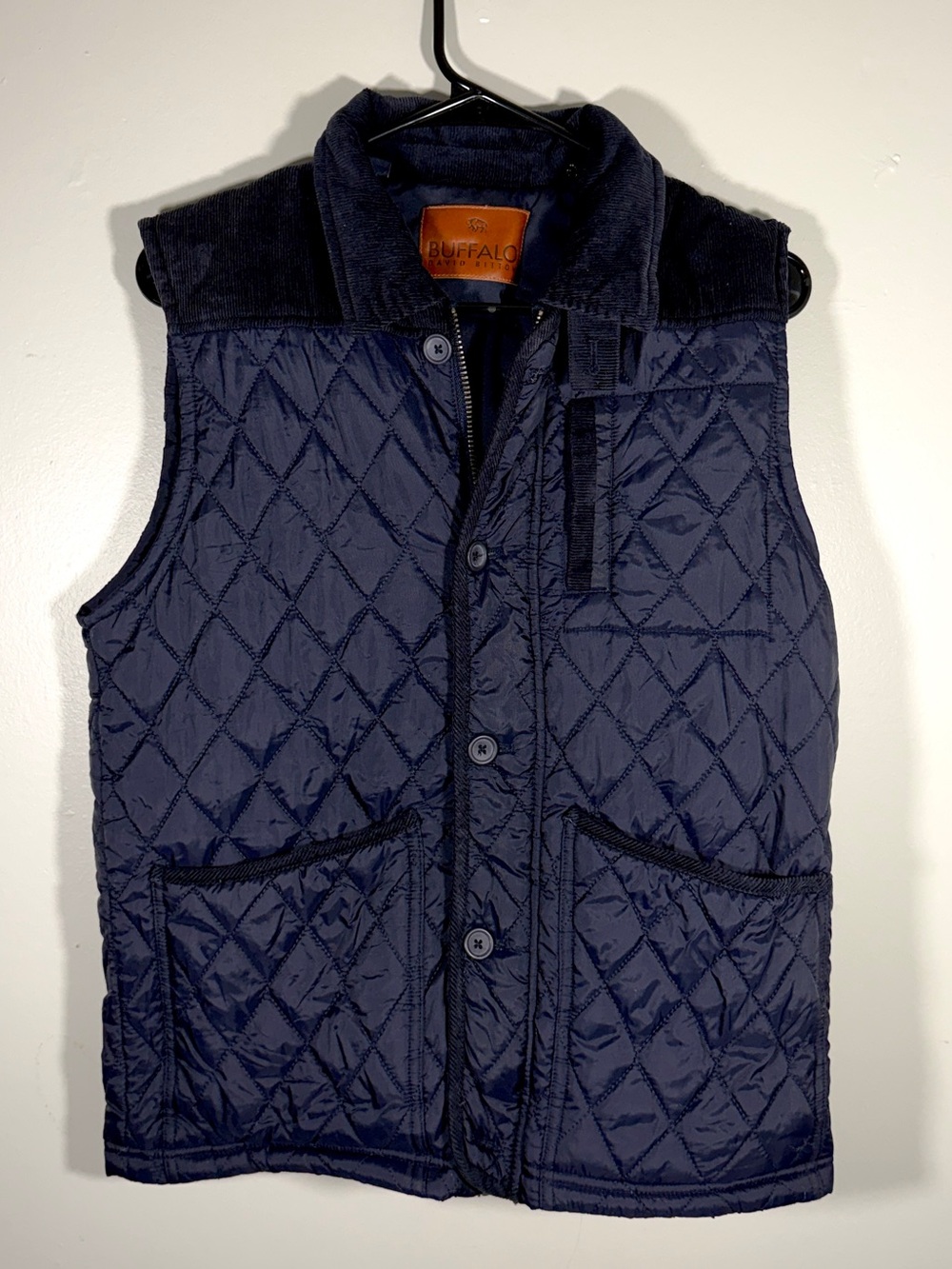 Buffalo David Bitton Navy Quilted Corduroy Utility Vest